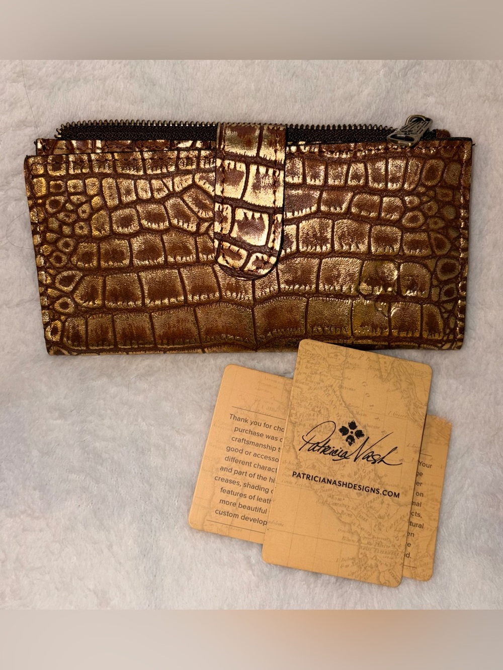 Patricia Nash Nazari Gold Leather Crocodile Wallet View 5